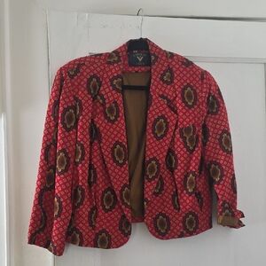 Red Patterned Women's Jacket